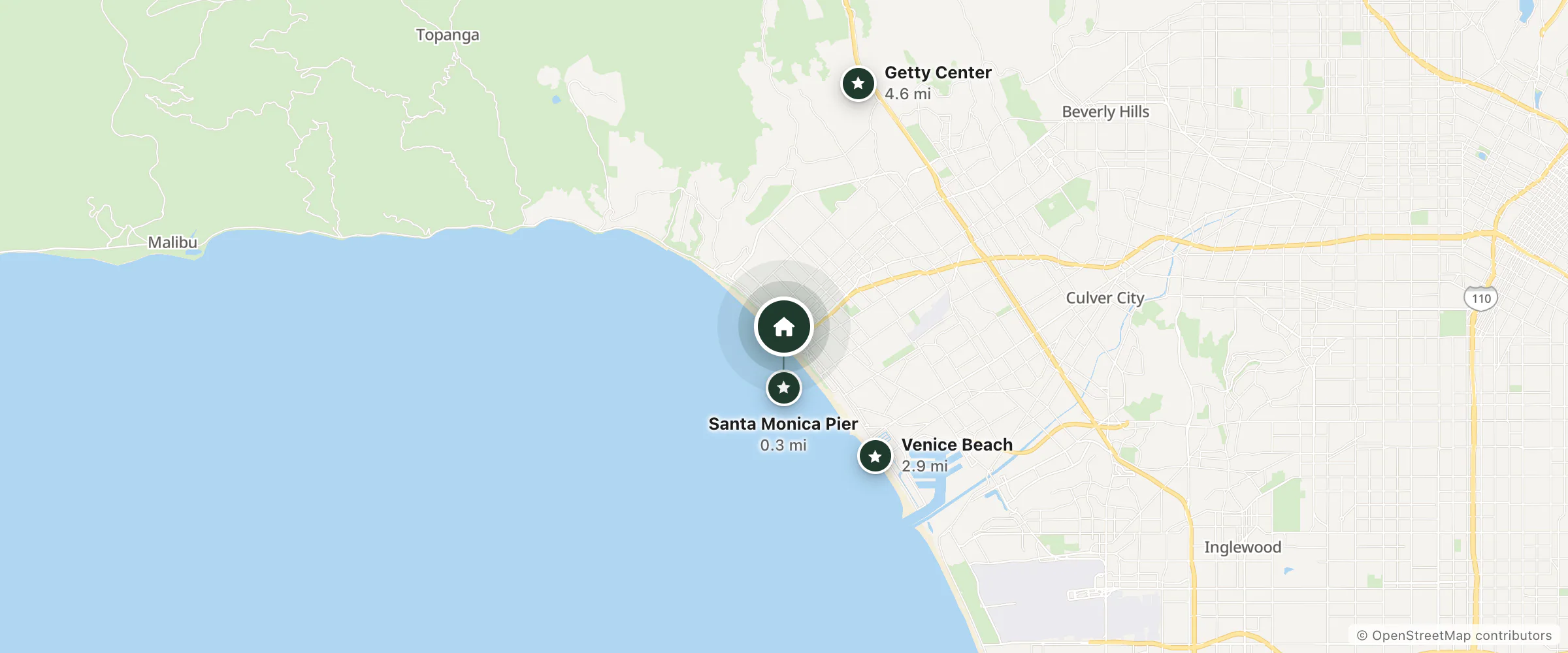 Map of The Georgian - The Unbound Collection by Hyatt and nearby Santa Monica Pier, Venice Beach and Getty Center