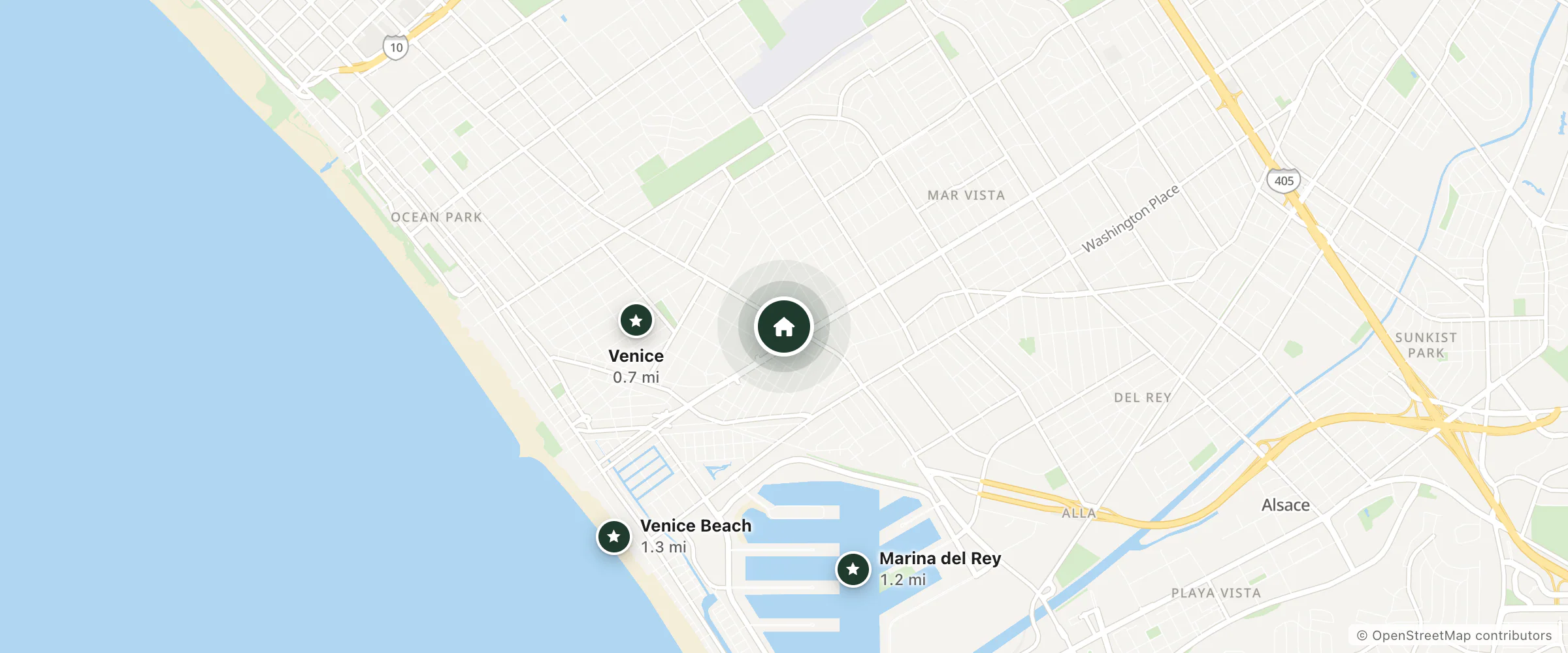Map of Hostel California and nearby Venice, Marina del Rey and Venice Beach
