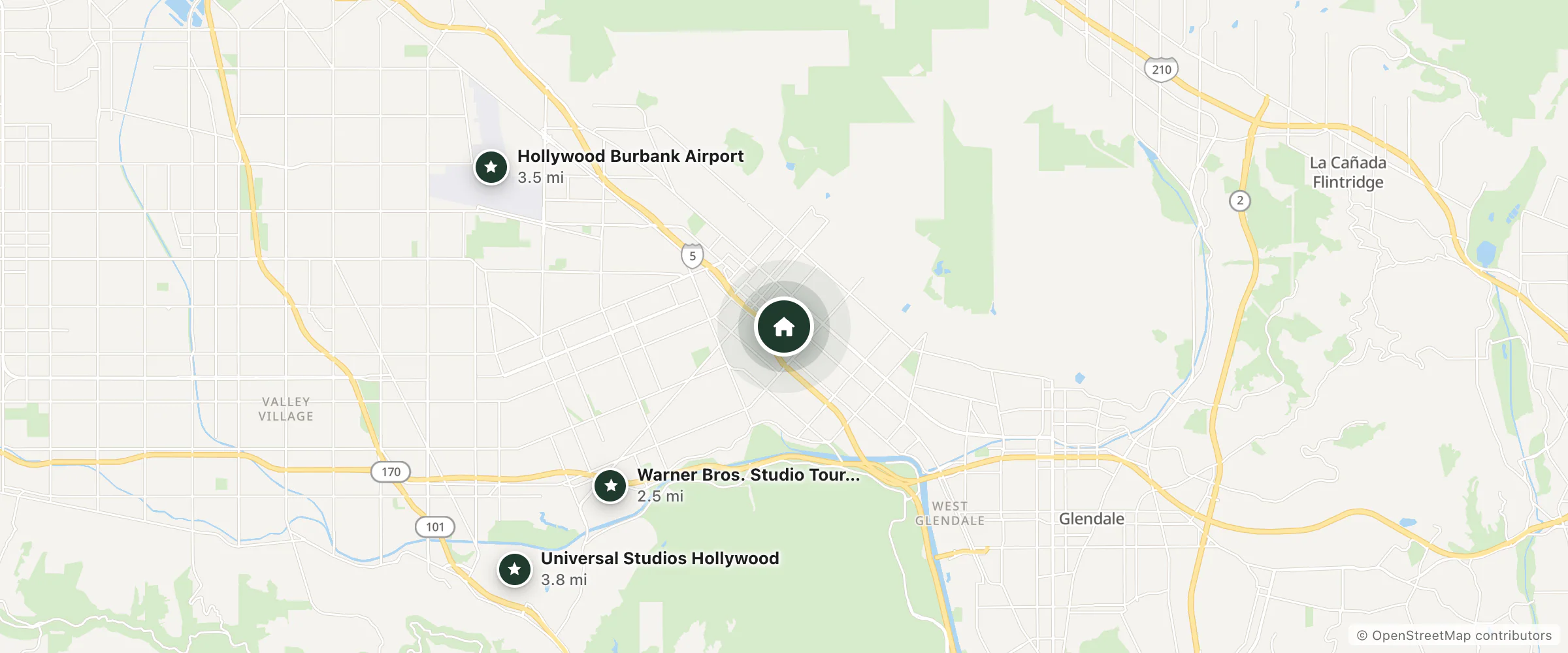 Map of Providencia Motel and nearby Warner Bros. Studio Tour Hollywood, Hollywood Burbank Airport and Universal Studios Hollywood