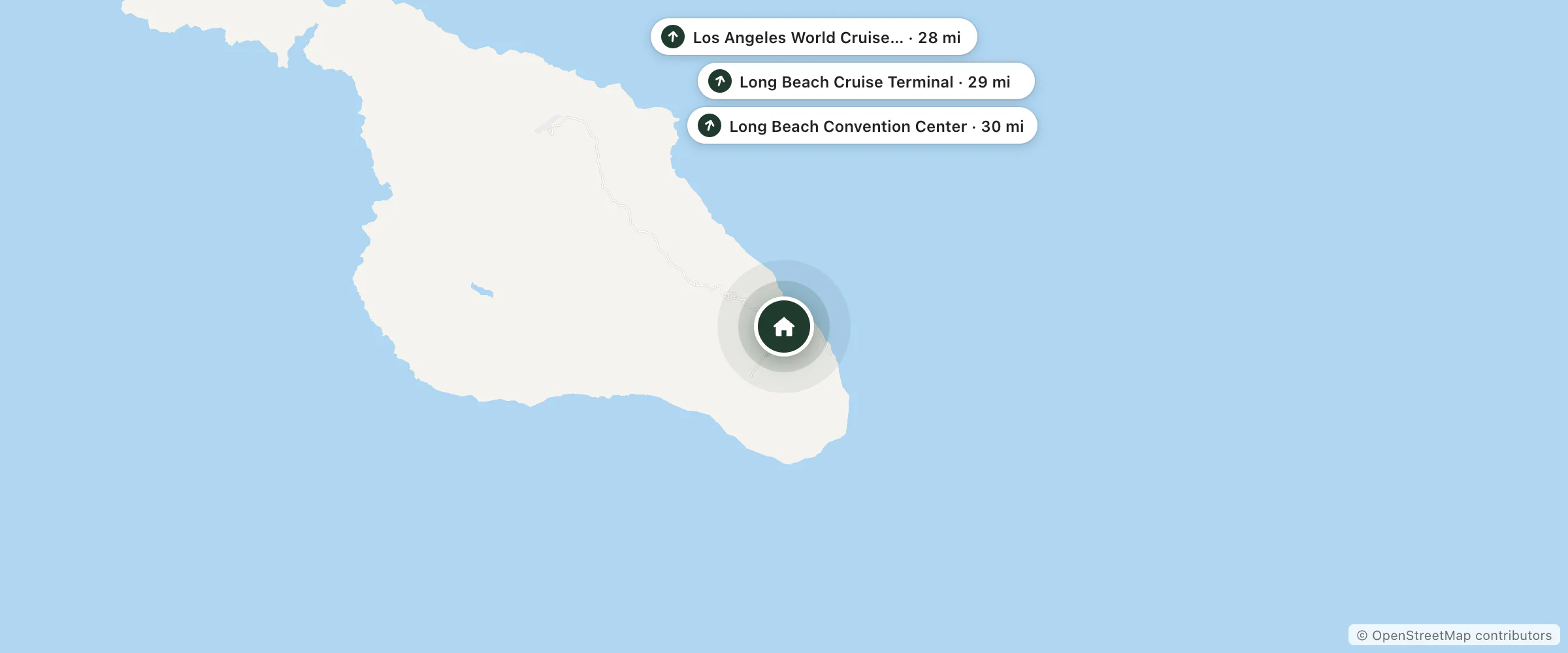 Map of Sumner Inn and nearby Los Angeles World Cruise Center, Long Beach Cruise Terminal and Long Beach Convention Center