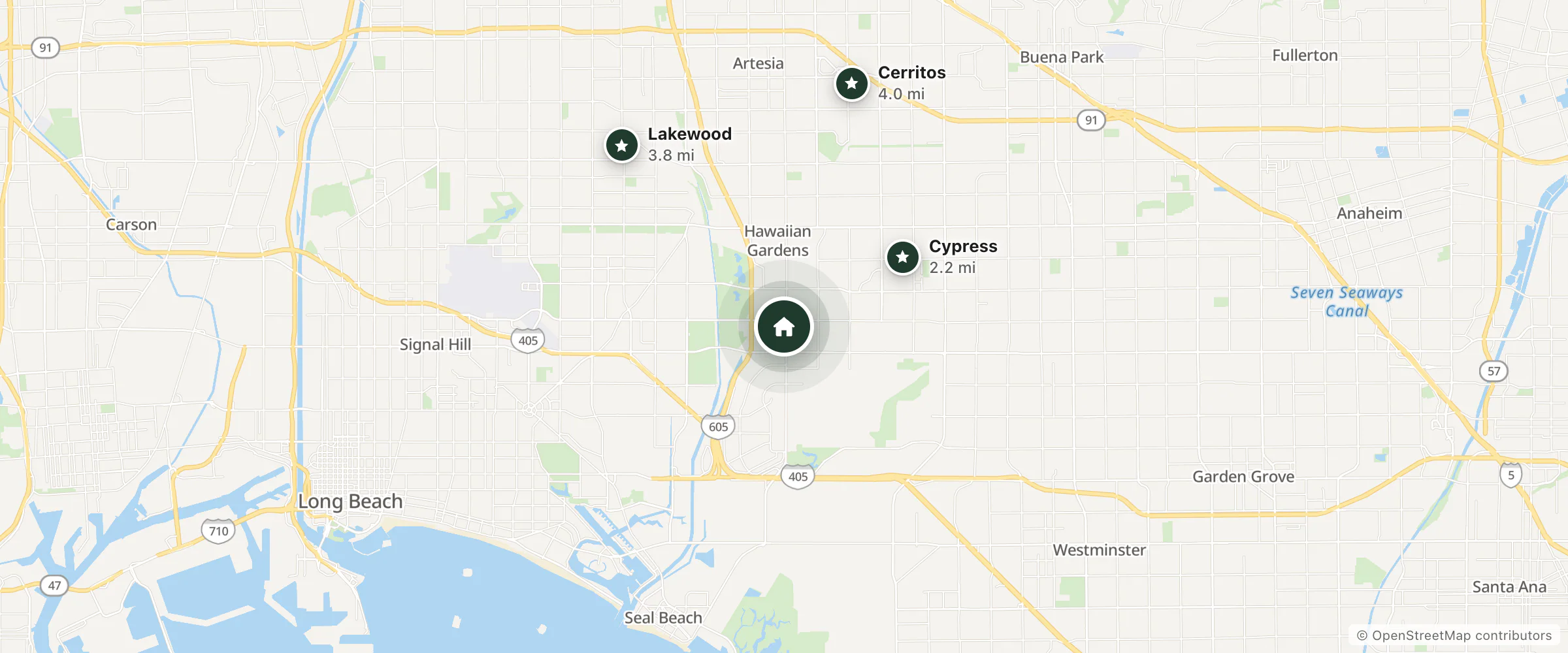 Map of Best Western Los Alamitos Inn & Suites and nearby Cypress, Lakewood and Cerritos