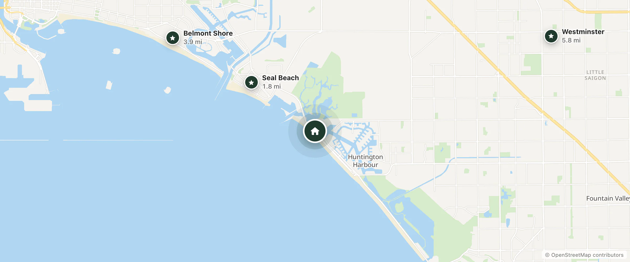 Map of 777 Motor Inn and nearby Seal Beach, Belmont Shore and Westminster