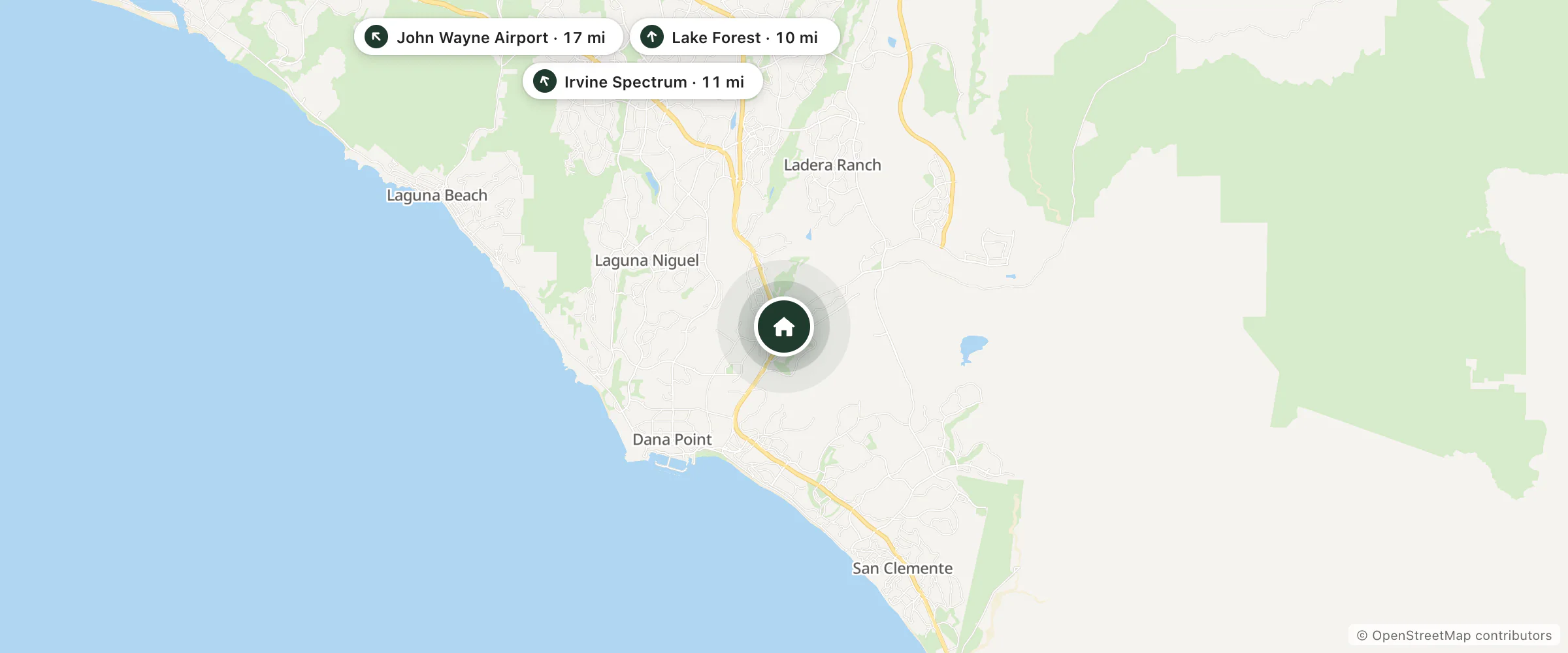 Map of Best Western Capistrano Inn and nearby Lake Forest, Irvine Spectrum and John Wayne Airport