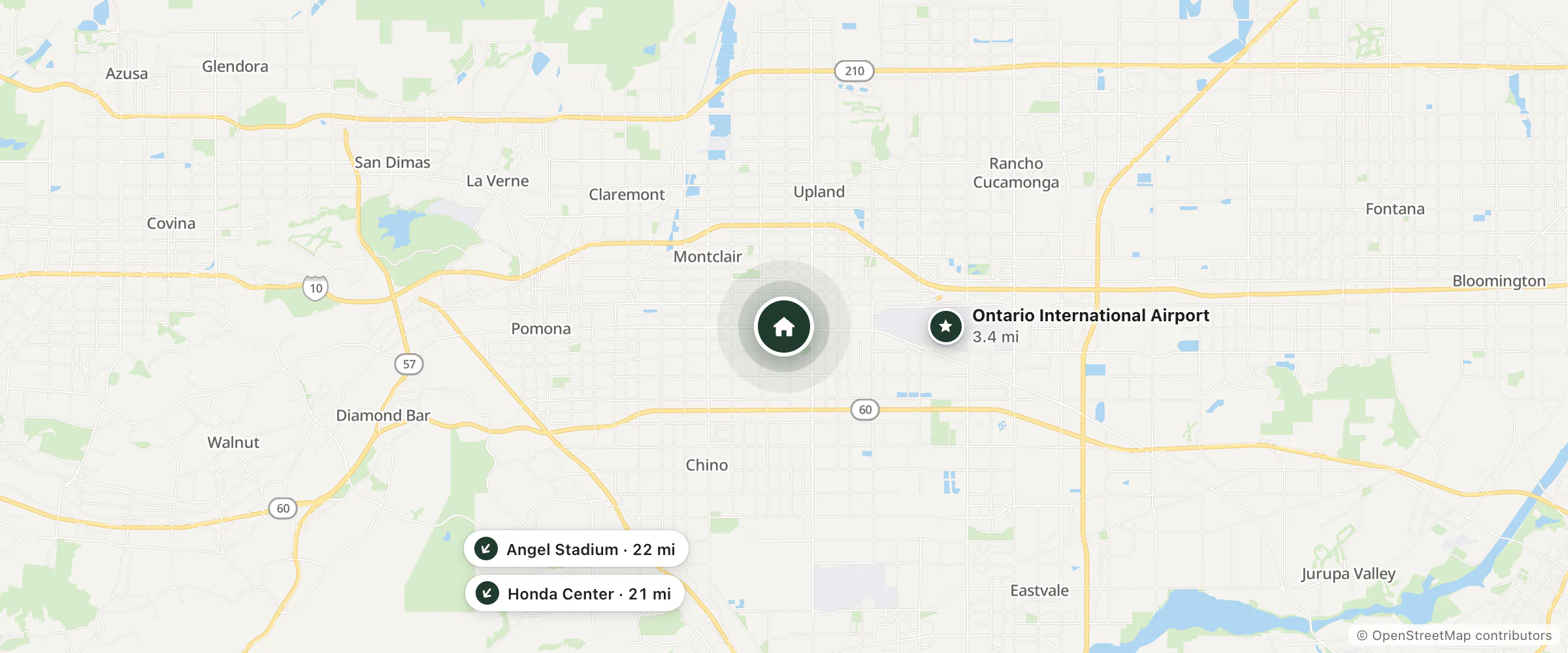 Map of Lotus By Hotel Inn and nearby Ontario International Airport, Honda Center and Angel Stadium