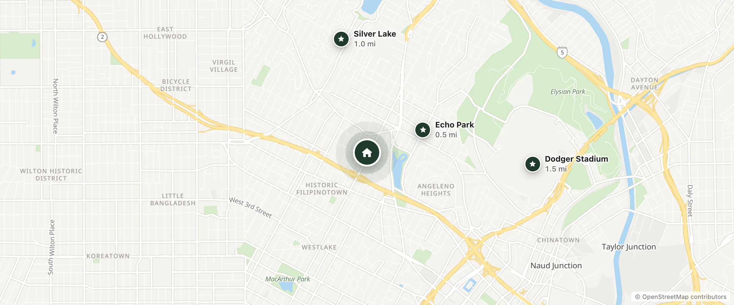 Map of The Lexmar - Dodger Stadium/hollywood and nearby Echo Park, Silver Lake and Dodger Stadium