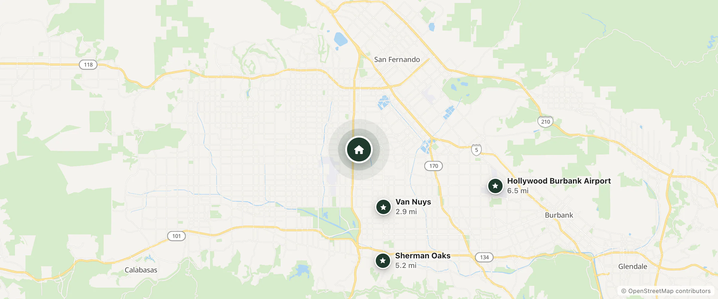 Map of Travel Inn and nearby Van Nuys, Sherman Oaks and Hollywood Burbank Airport