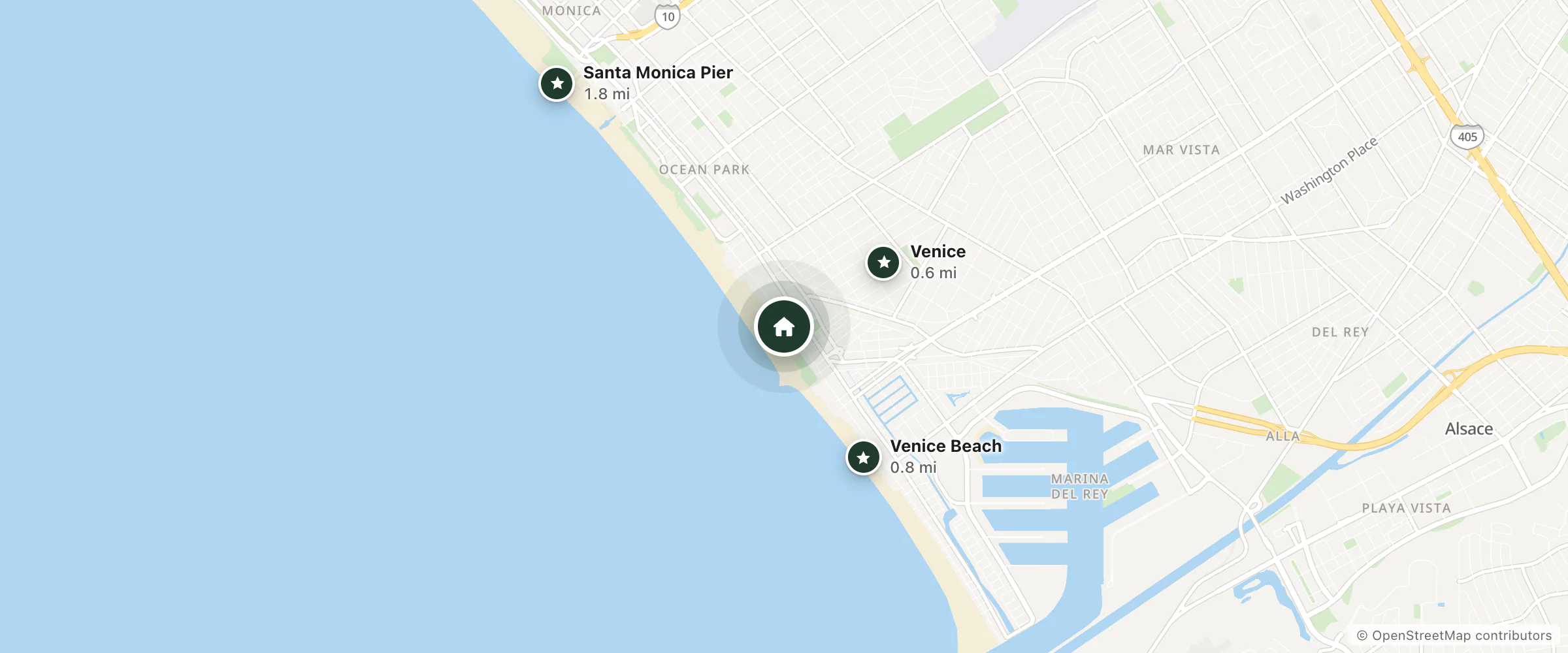 Map of Venice Breeze Suites and nearby Venice, Venice Beach and Santa Monica Pier