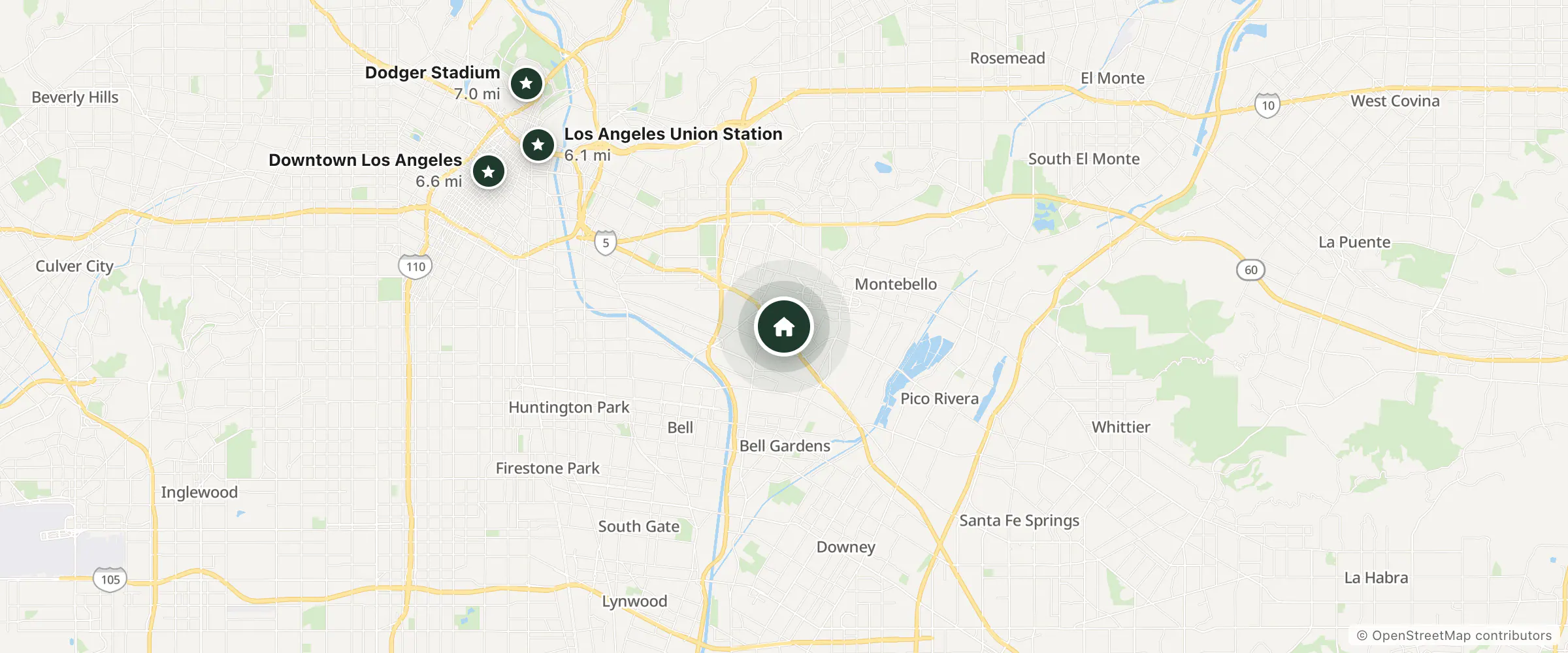 Map of DoubleTree by Hilton Hotel Los Angeles - Commerce and nearby Los Angeles Union Station, Downtown Los Angeles and Dodger Stadium