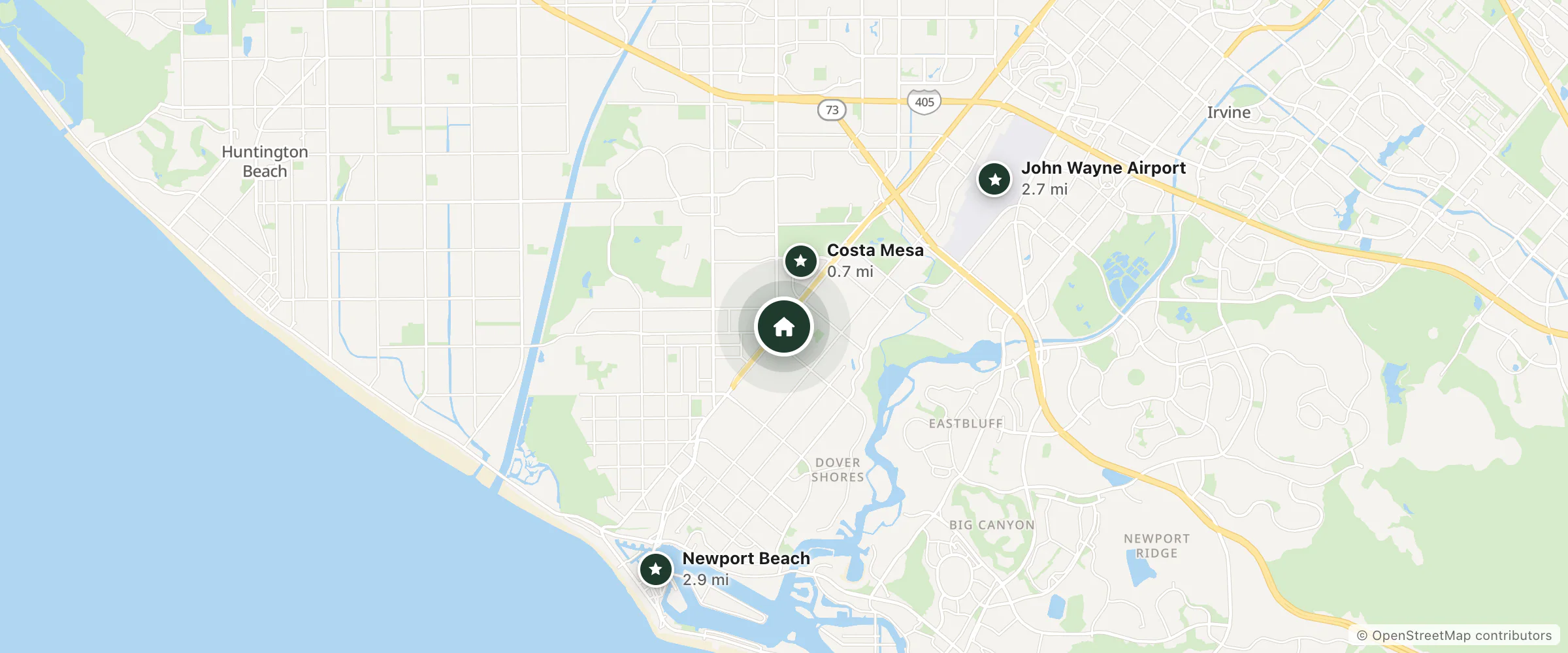 Map of Motel 6 Costa Mesa- Ca - Newport Beach and nearby Costa Mesa, John Wayne Airport and Newport Beach