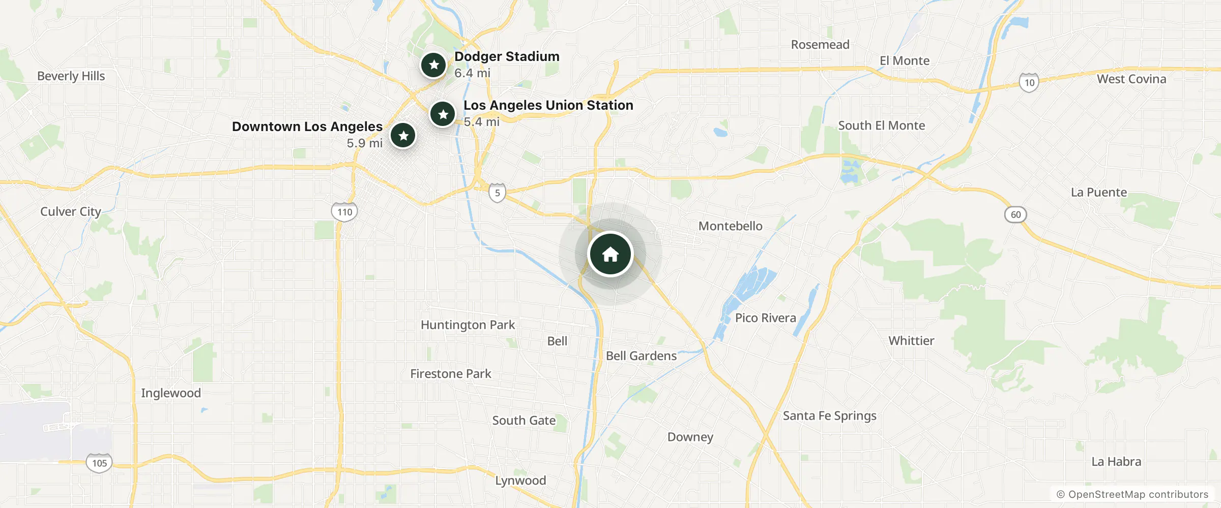 Map of Bob's Motel and nearby Los Angeles Union Station, Downtown Los Angeles and Dodger Stadium