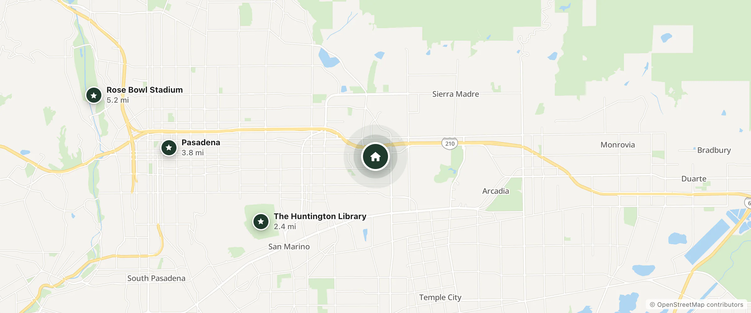 Map of Ramada Inn and nearby The Huntington Library, Pasadena and Rose Bowl Stadium