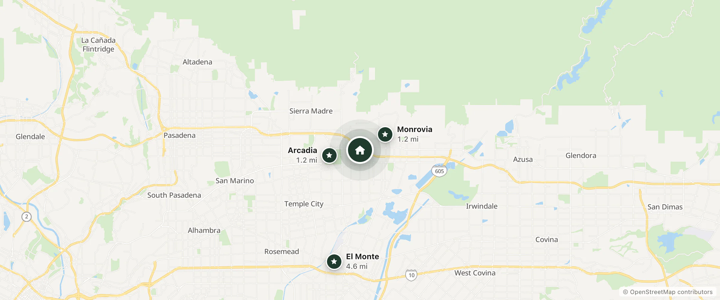 Map of DoubleTree by Hilton Hotel Monrovia - Pasadena Area and nearby Monrovia, Arcadia and El Monte