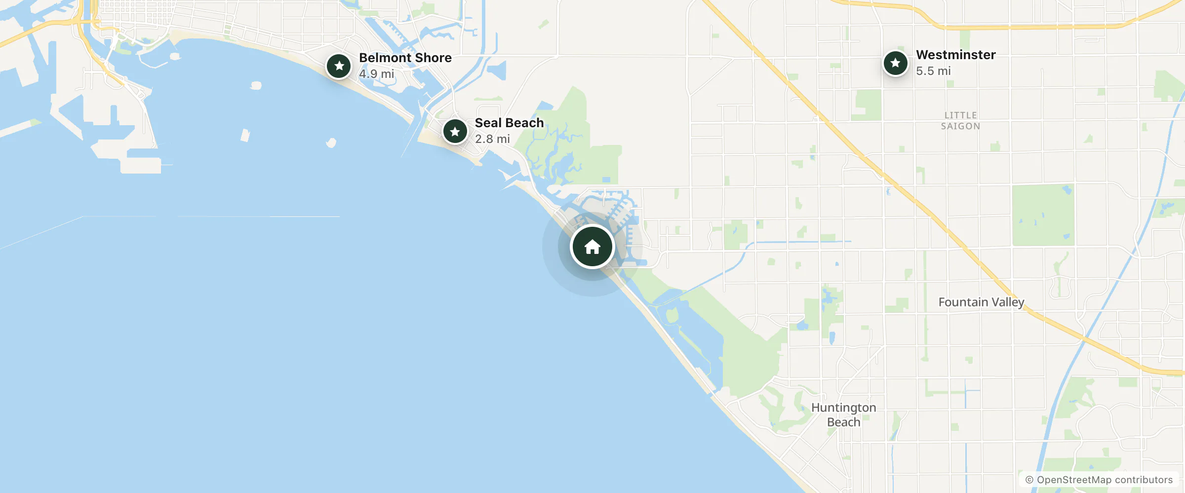 Map of Best Western Harbour Inn and Suites and nearby Seal Beach, Belmont Shore and Westminster