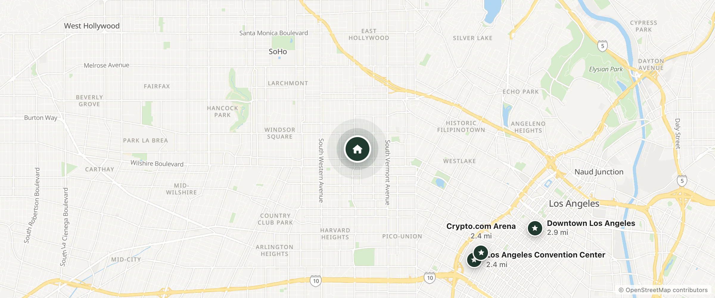 Map of The Ivory and nearby Los Angeles Convention Center, Crypto.com Arena and Downtown Los Angeles