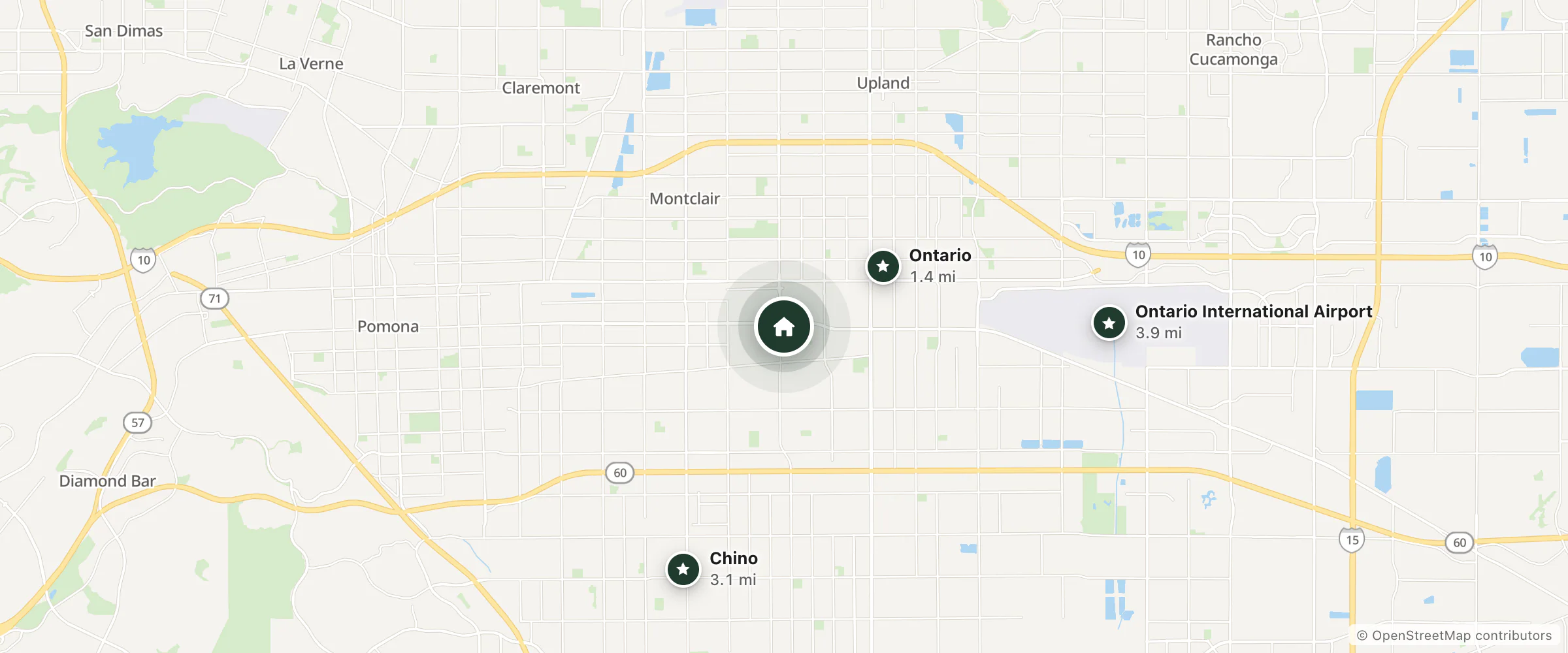 Map of Best Ontario Inn and nearby Ontario, Chino and Ontario International Airport