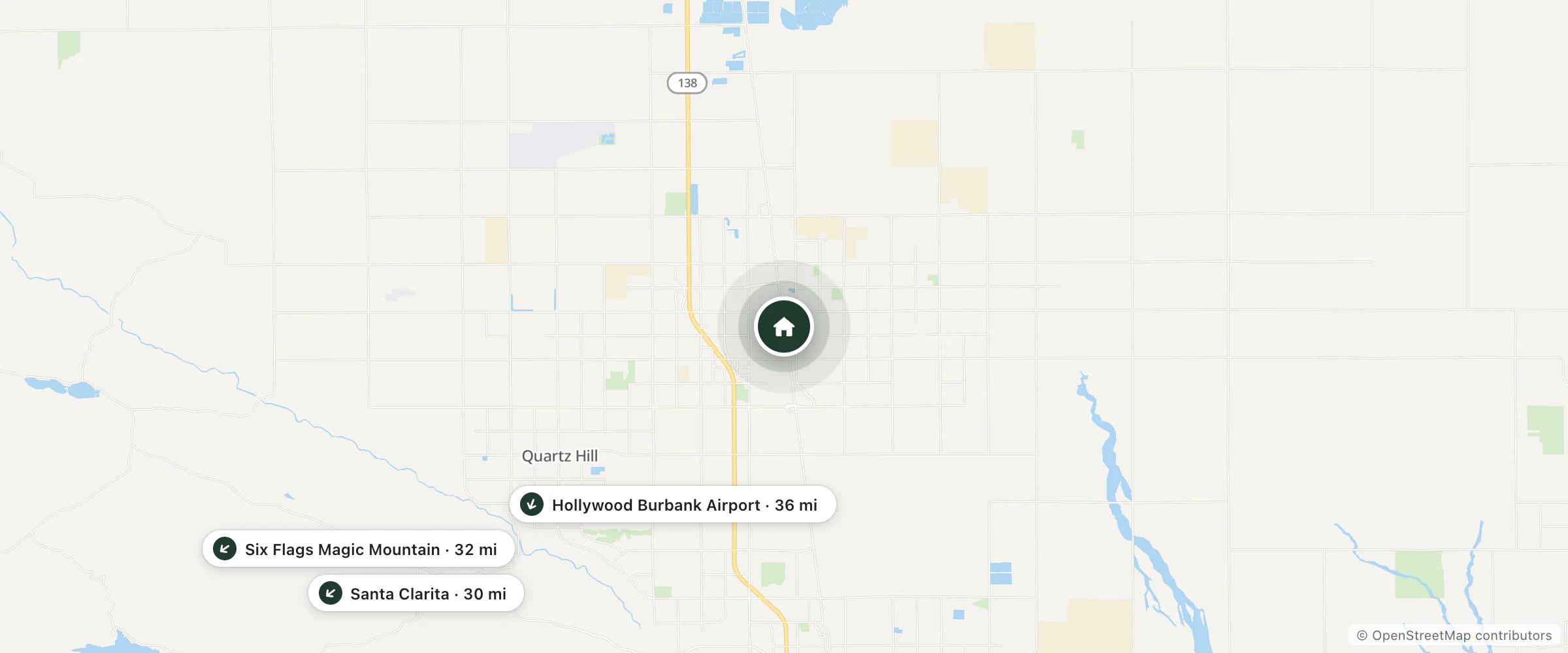 Map of Town House Motel and nearby Santa Clarita, Six Flags Magic Mountain and Hollywood Burbank Airport