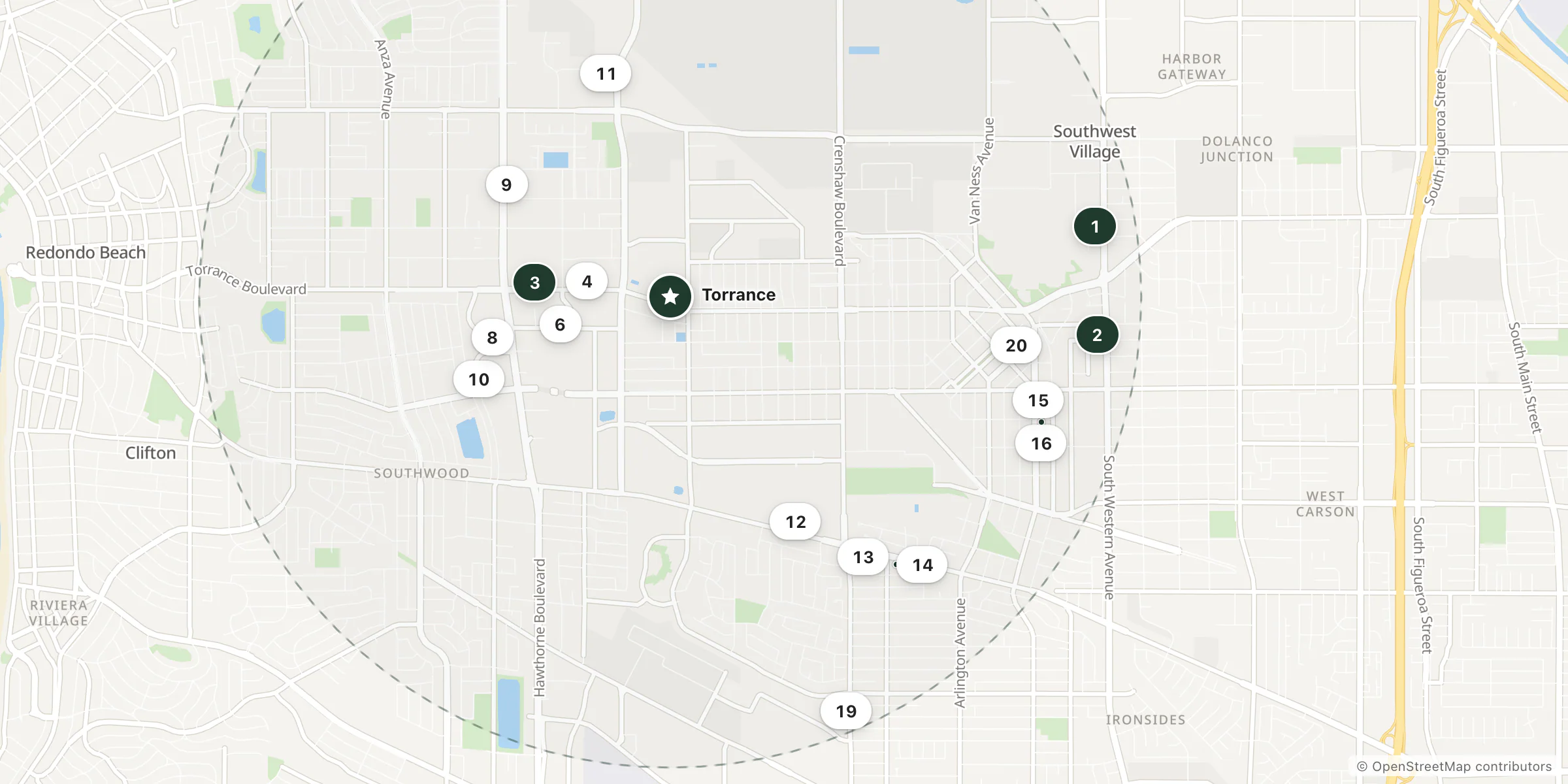 Map of hotels near Torrance
