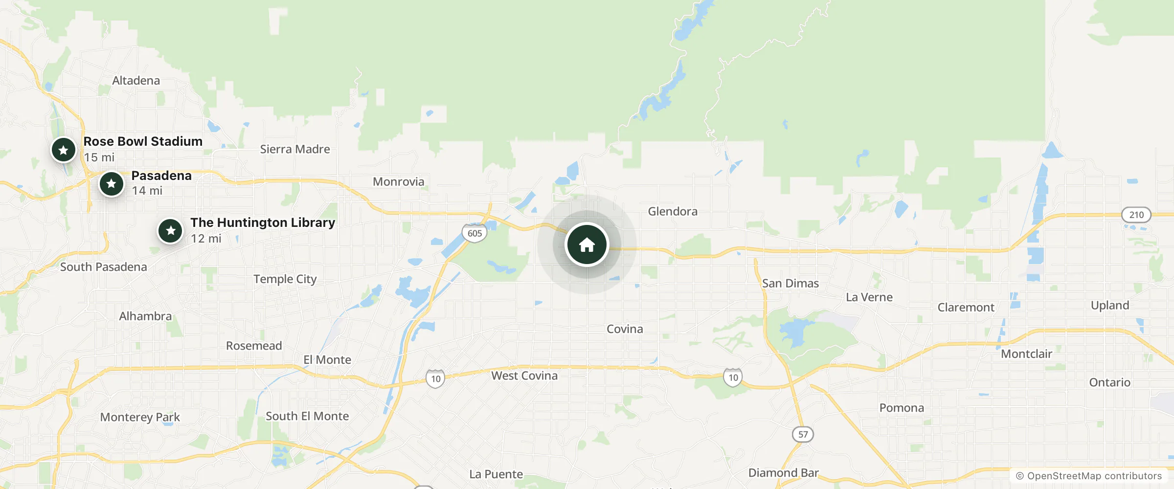 Map of Super 8 and nearby The Huntington Library, Pasadena and Rose Bowl Stadium