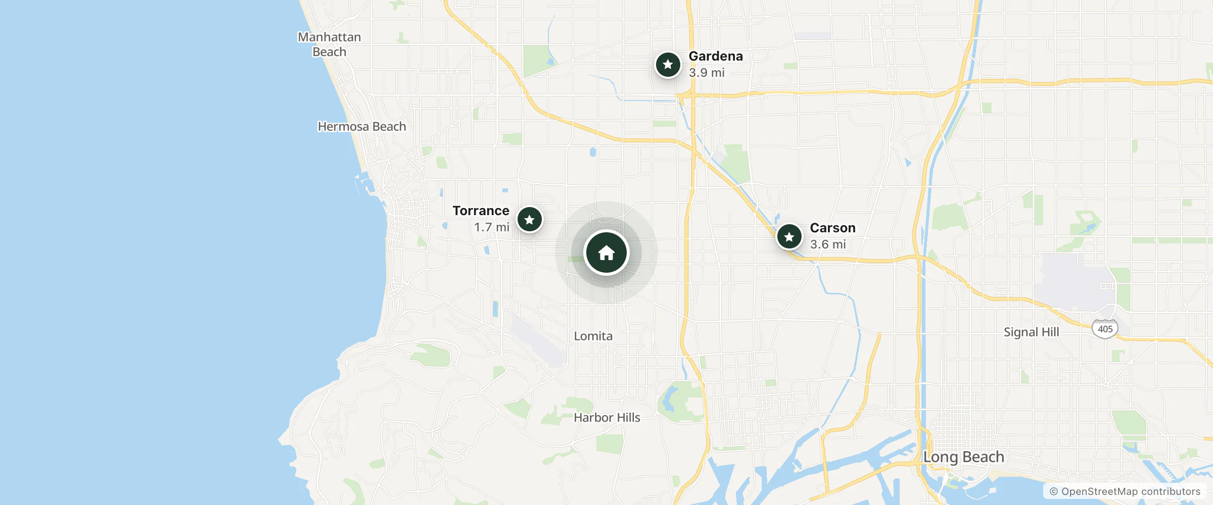 Map of Holiday Inn and nearby Torrance, Carson and Gardena
