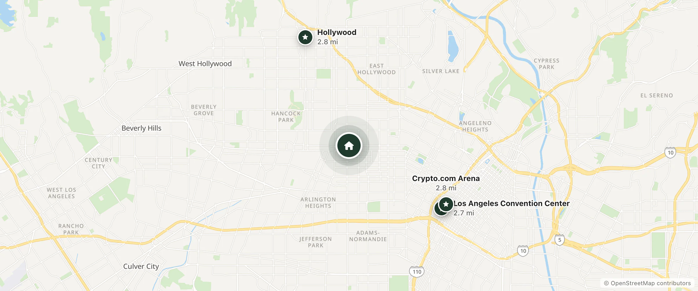 Map of Libra Hotel and nearby Los Angeles Convention Center, Crypto.com Arena and Hollywood