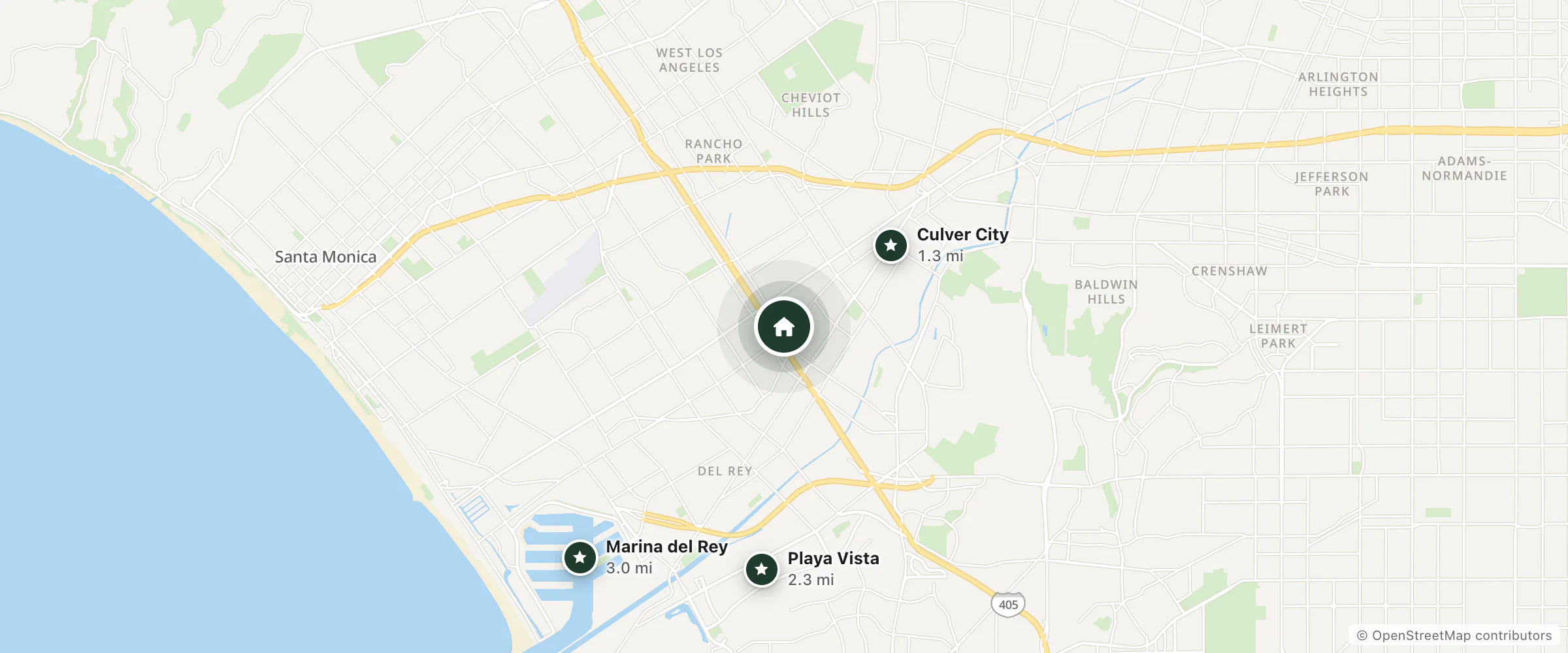 Map of Galaxy Inn and nearby Culver City, Playa Vista and Marina del Rey