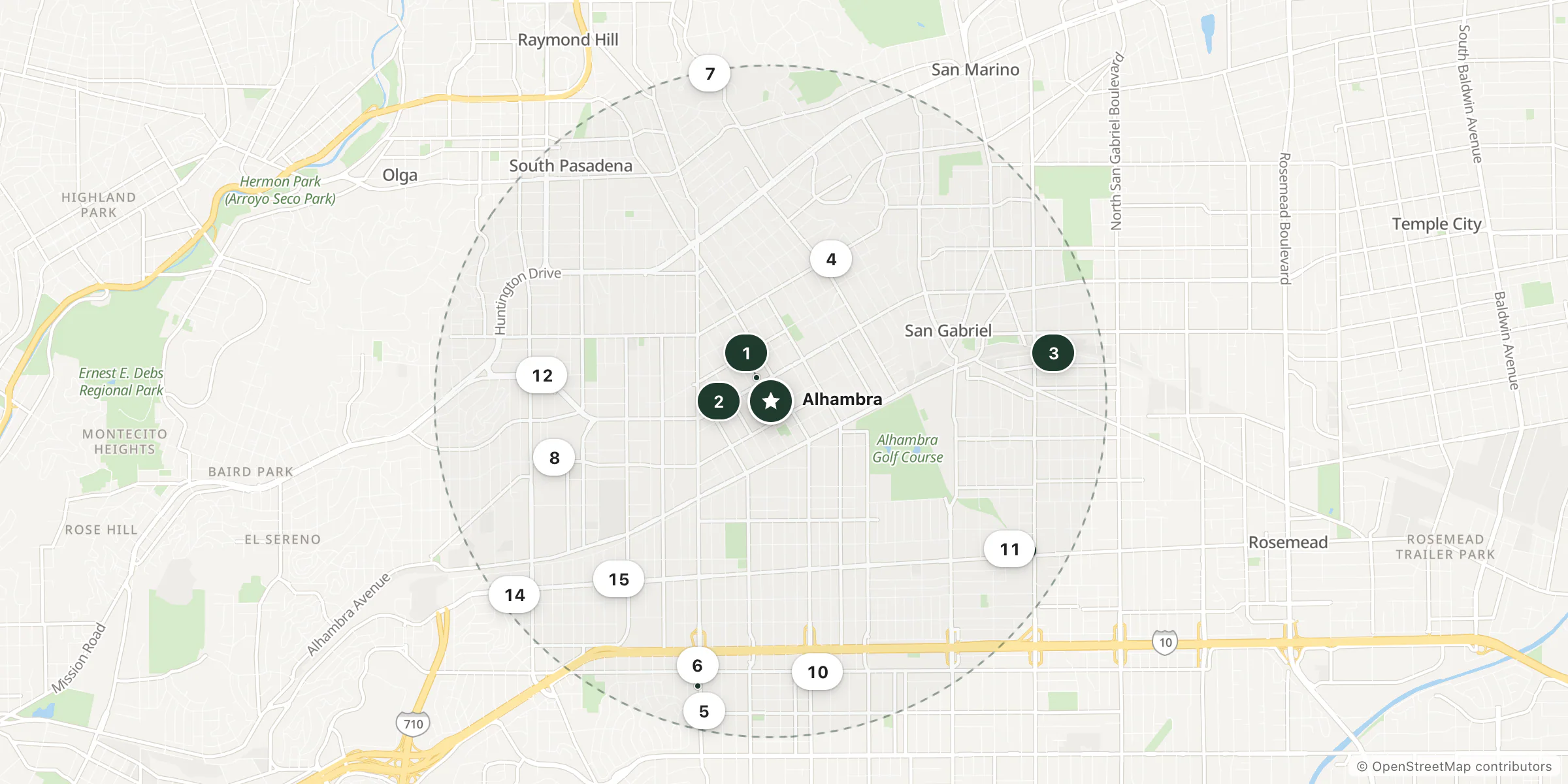 Map of hotels near Alhambra