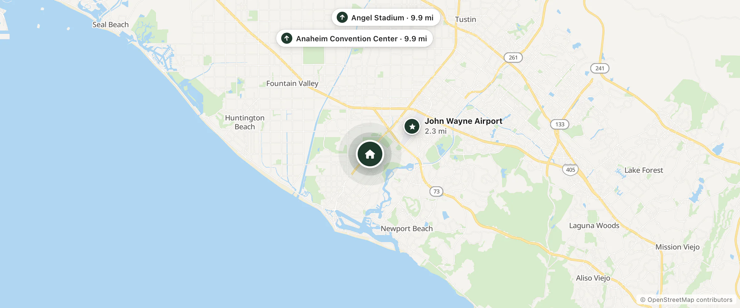 Map of Blvd Hotel and nearby John Wayne Airport, Angel Stadium and Anaheim Convention Center