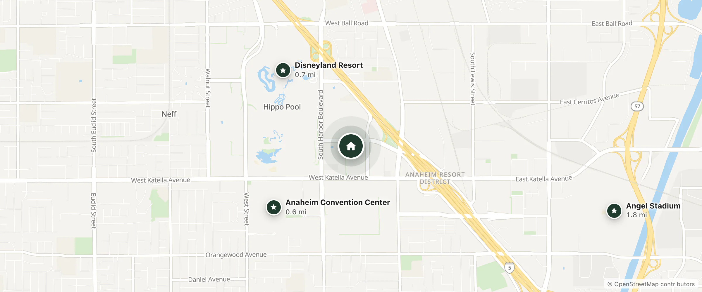 Map of So Cal and nearby Anaheim Convention Center, Disneyland Resort and Angel Stadium