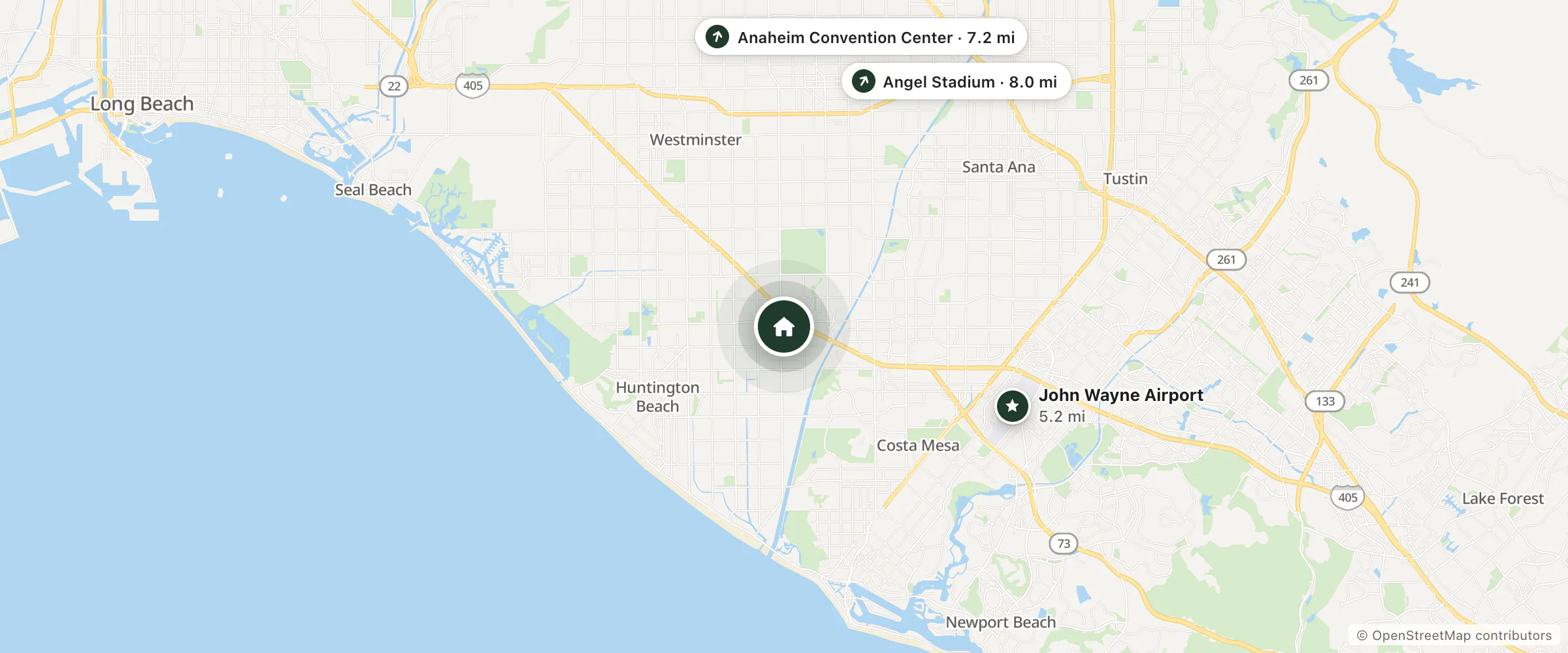 Map of Sleep Atocha and nearby John Wayne Airport, Anaheim Convention Center and Angel Stadium