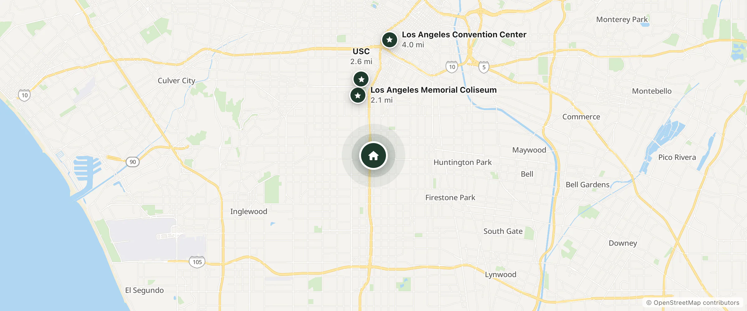 Map of Classic Motor Inn and nearby Los Angeles Memorial Coliseum, USC and Los Angeles Convention Center