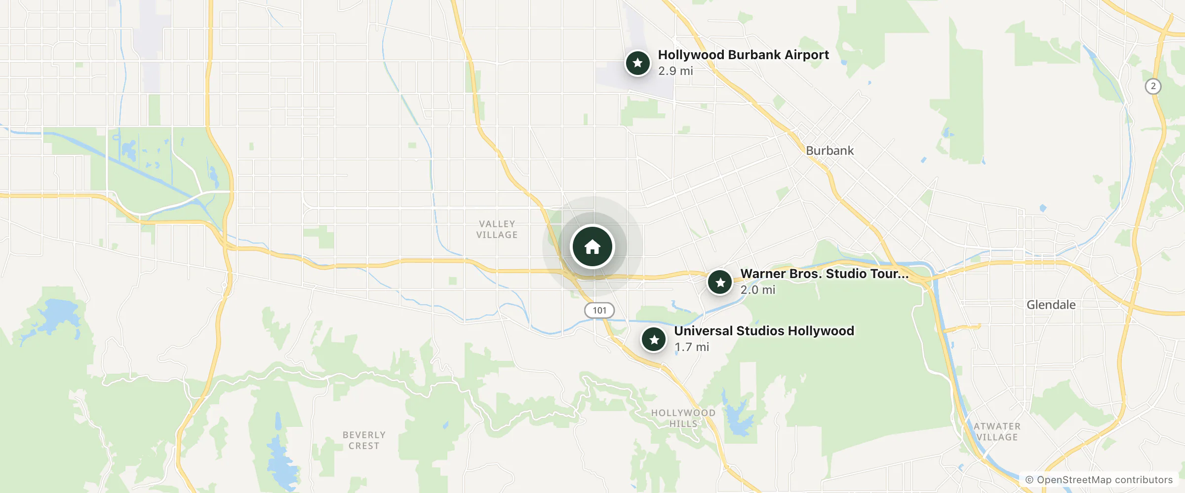 Map of Colony Inn and nearby Universal Studios Hollywood, Warner Bros. Studio Tour Hollywood and Hollywood Burbank Airport
