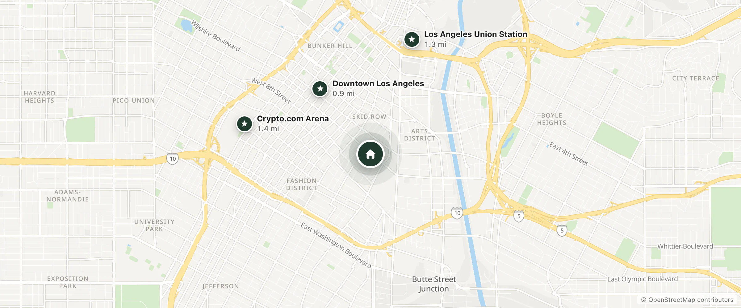 Map of Prentice Hotel and nearby Downtown Los Angeles, Los Angeles Union Station and Crypto.com Arena