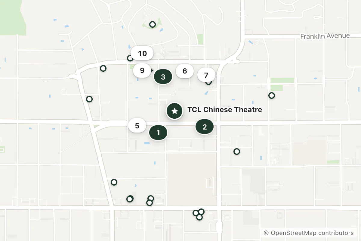 Map of the top 25 hotels for this question around TCL Chinese Theatre