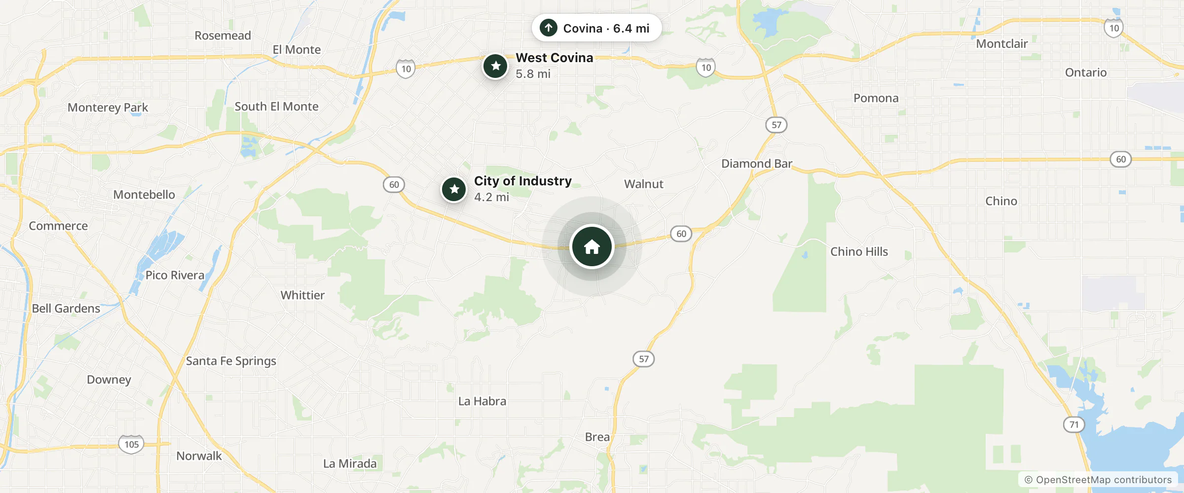 Map of Best Western Plus Executive Inn and nearby City of Industry, West Covina and Covina