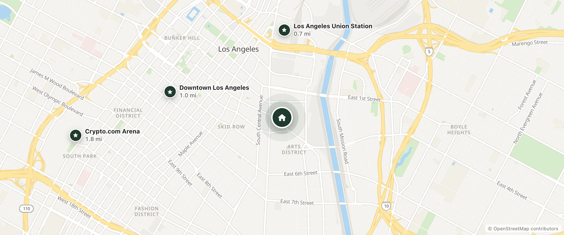 Map of American Hotel and nearby Los Angeles Union Station, Downtown Los Angeles and Crypto.com Arena