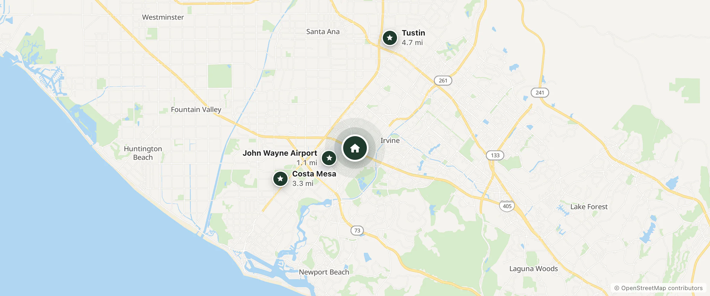 Map of Sonesta Irvine John Wayne Airport and nearby John Wayne Airport, Costa Mesa and Tustin