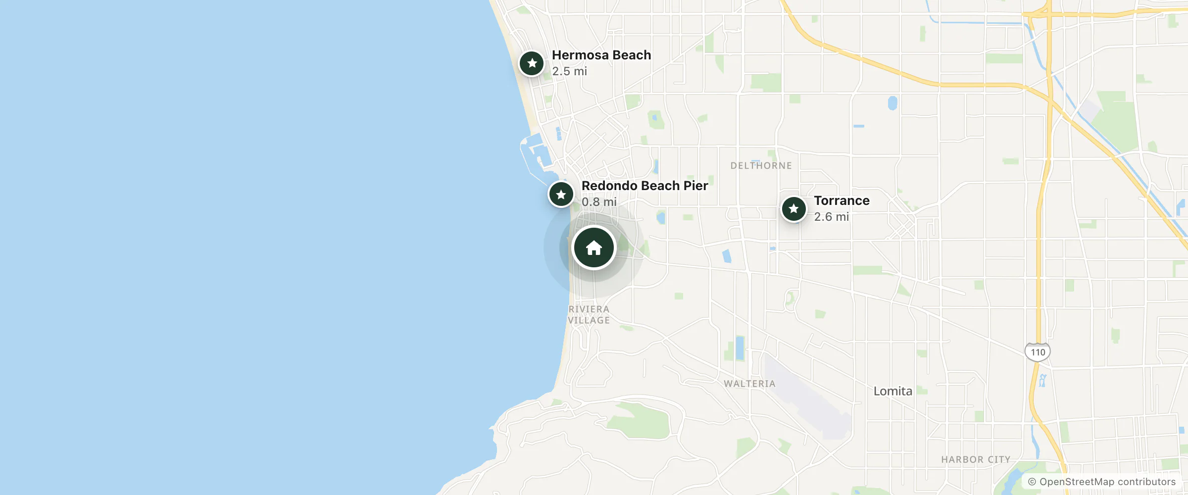 Map of Redondo Inn and Suites and nearby Redondo Beach Pier, Hermosa Beach and Torrance