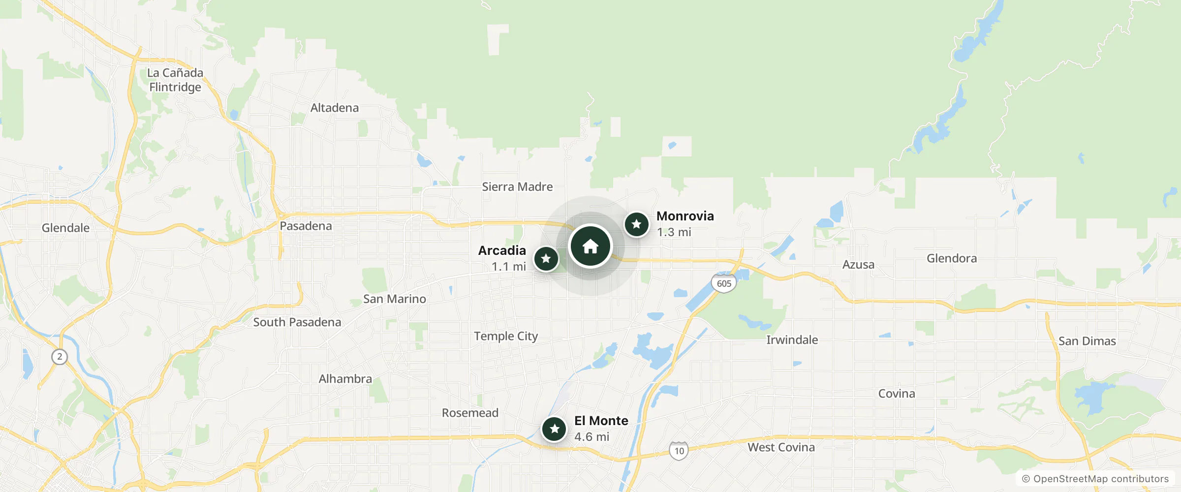 Map of Holiday Inn Anaheim At Park and nearby Arcadia, Monrovia and El Monte