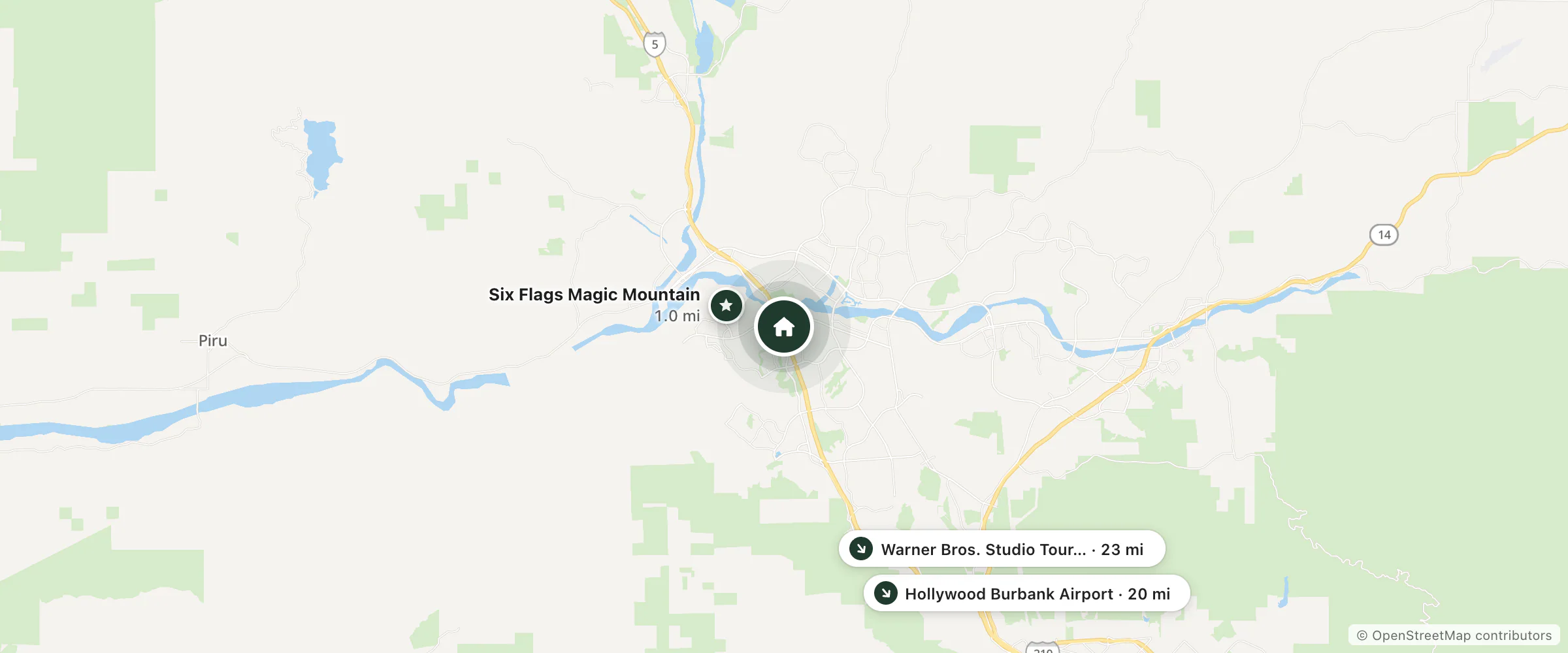 Map of Holiday Inn Express & Suites Valencia - Santa Clarita By Ihg and nearby Six Flags Magic Mountain, Hollywood Burbank Airport and Warner Bros. Studio Tour Hollywood