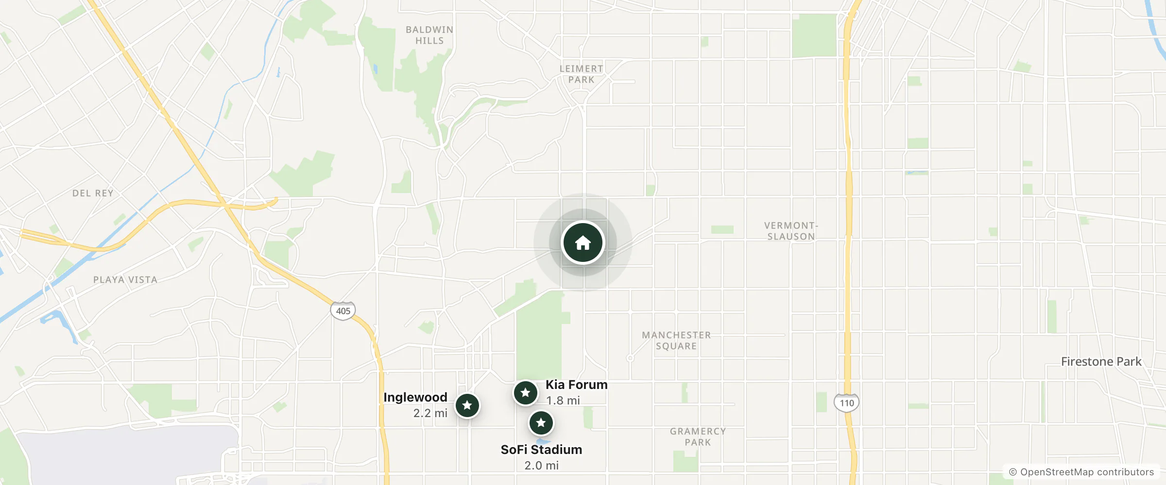 Map of Cornett Motel and nearby Kia Forum, SoFi Stadium and Inglewood