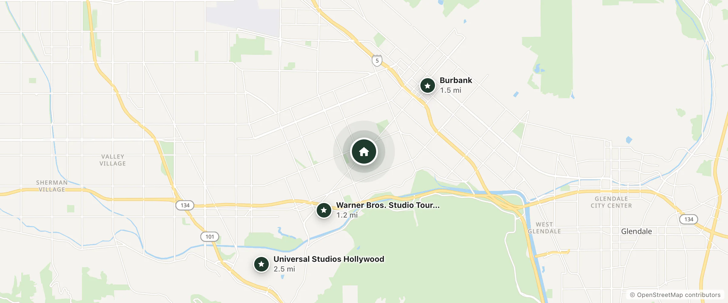 Map of Safari Inn, a Coast Hotel and nearby Warner Bros. Studio Tour Hollywood, Burbank and Universal Studios Hollywood