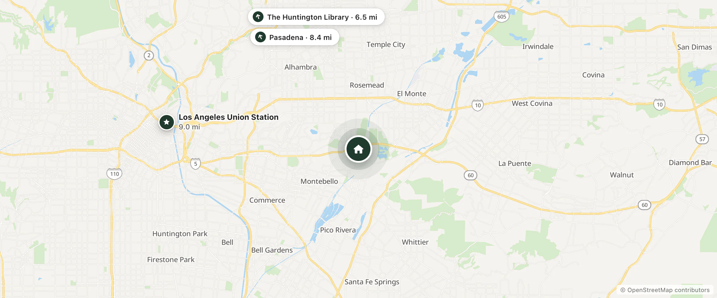 Map of Fairfield by Marriott Inn & Suites Los Angeles Rosemead and nearby The Huntington Library, Pasadena and Los Angeles Union Station