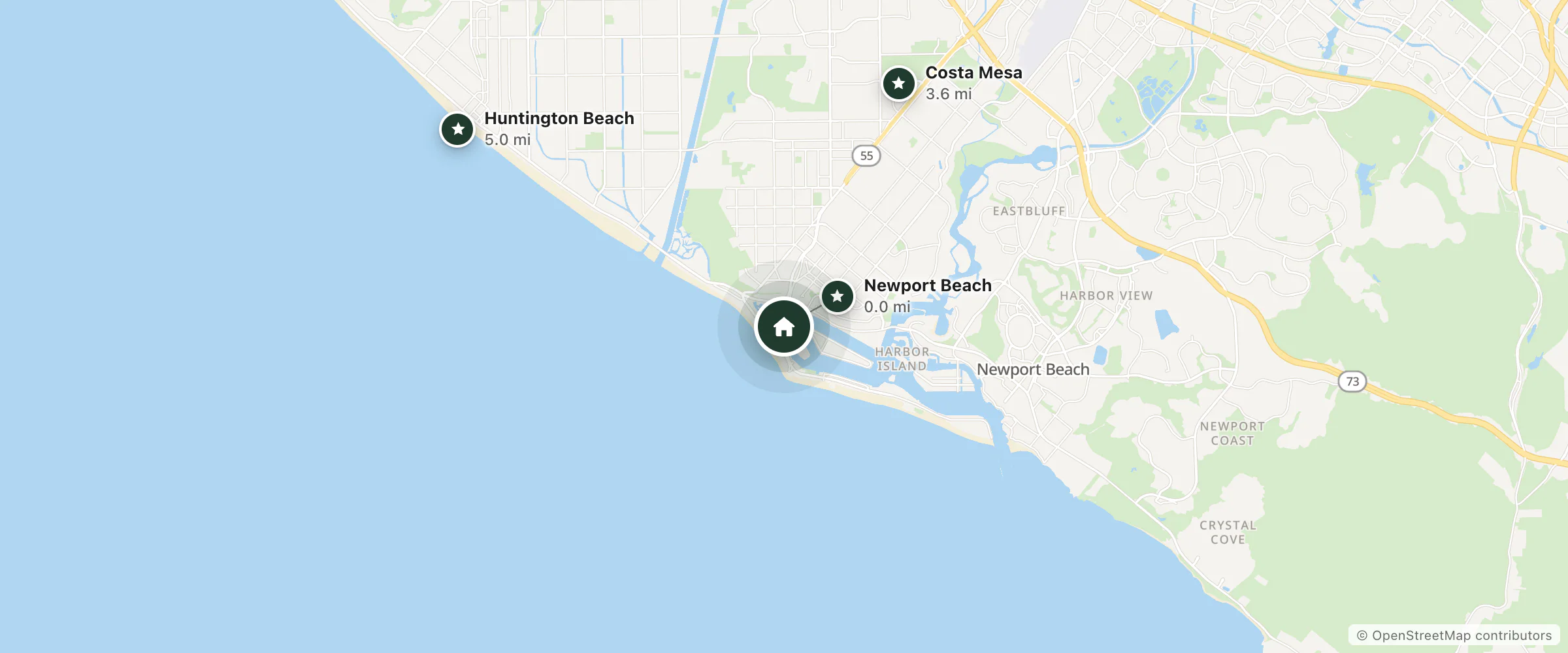 Map of Lido House Autograph Collection and nearby Newport Beach, Costa Mesa and Huntington Beach
