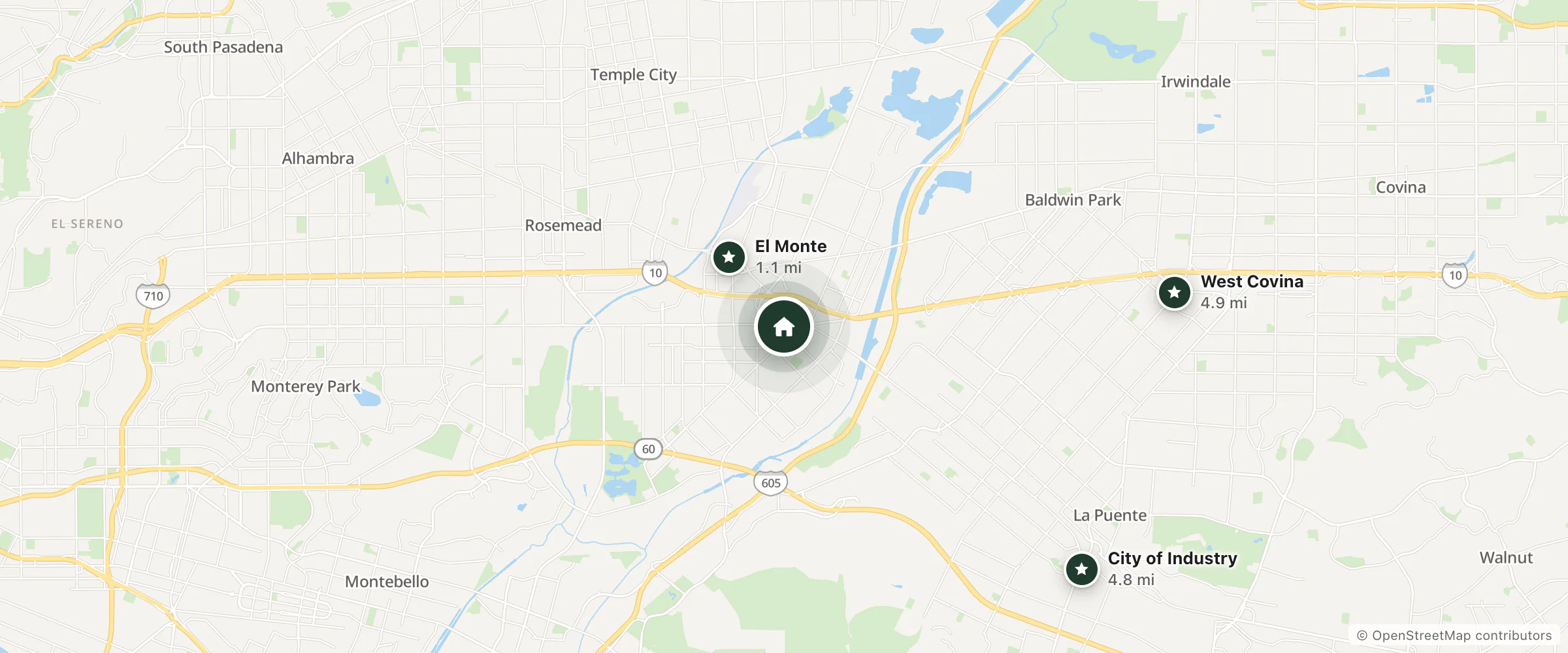 Map of Le Blanc Inn and Suites and nearby El Monte, City of Industry and West Covina