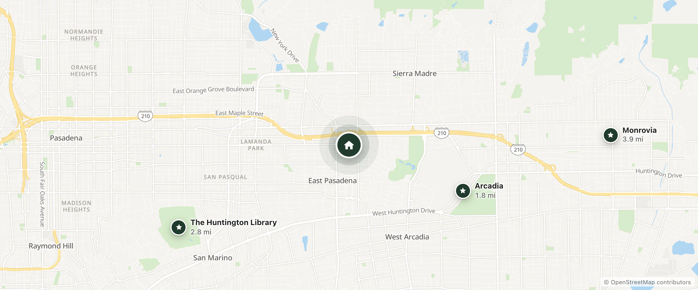 Map of Americas Best Value Inn Pasadena Arcadia and nearby Arcadia, The Huntington Library and Monrovia