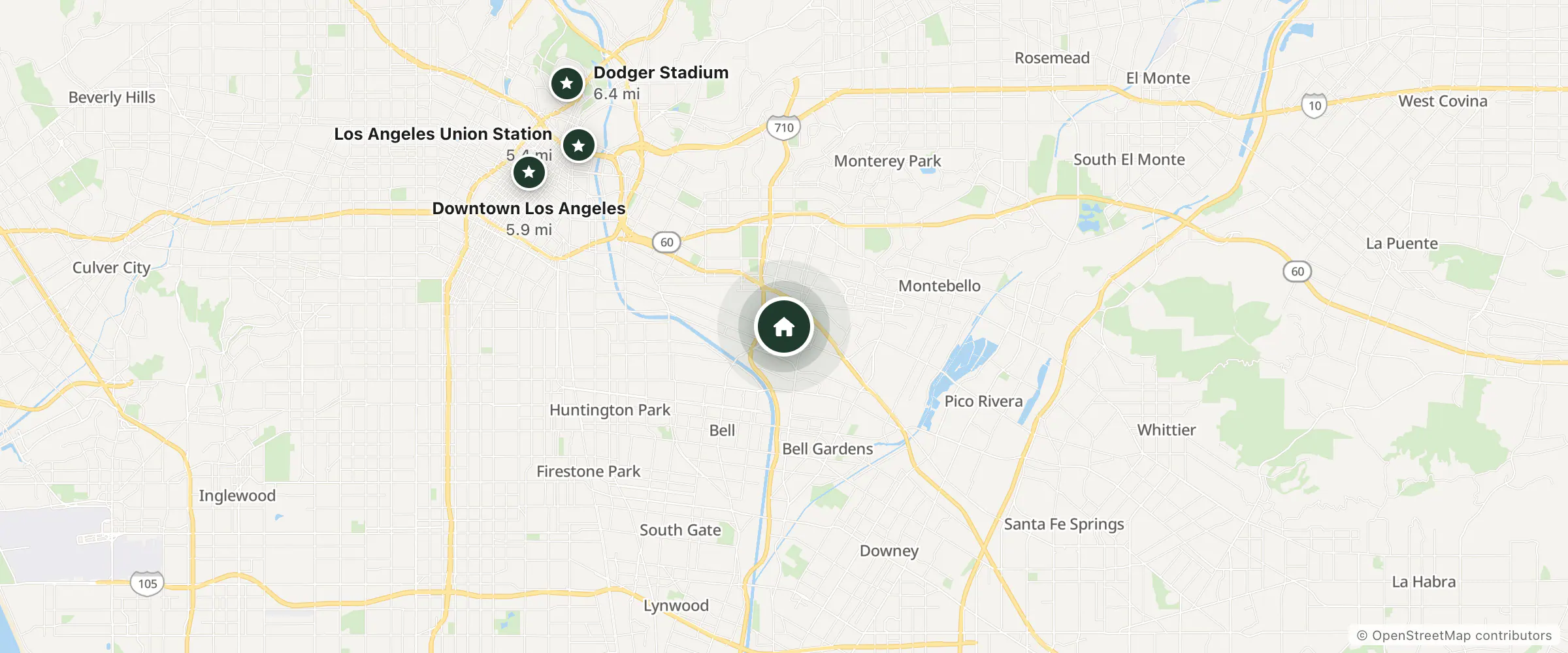 Map of Carlo Motel and nearby Los Angeles Union Station, Downtown Los Angeles and Dodger Stadium
