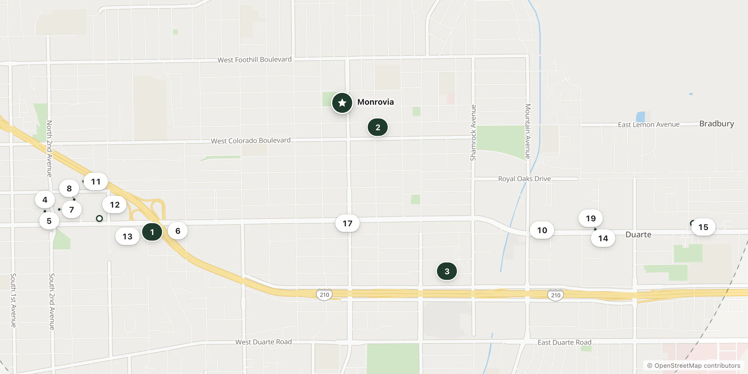 Map of hotels near Monrovia