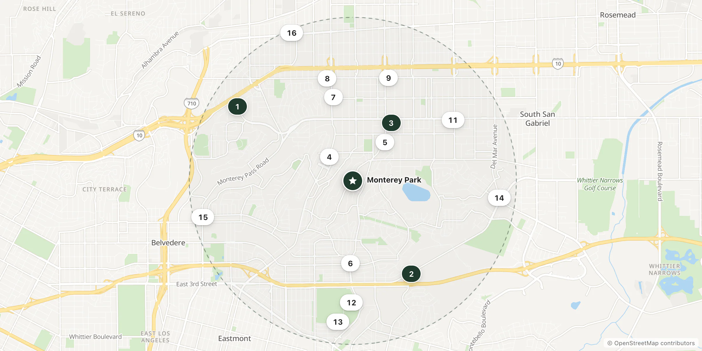 Map of hotels near Monterey Park