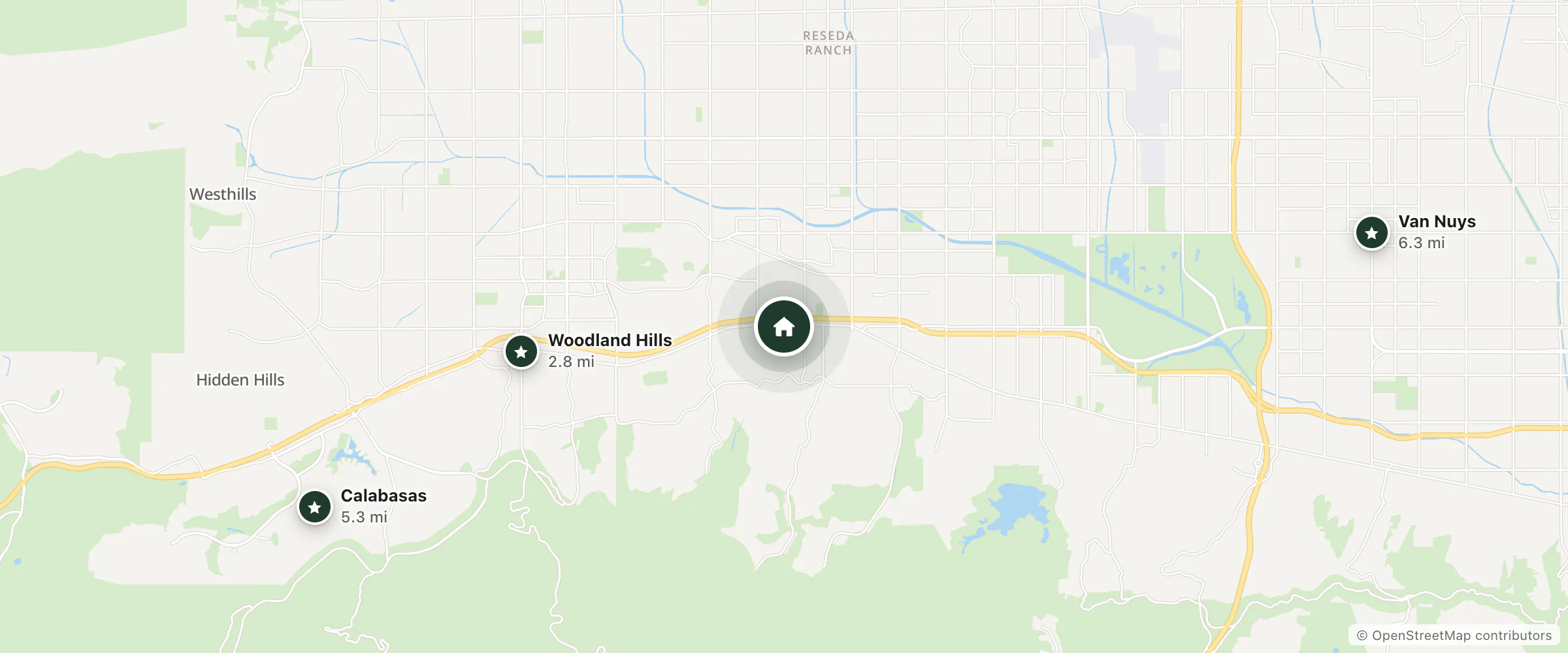 Map of St. George Inn & Suites and nearby Woodland Hills, Calabasas and Van Nuys
