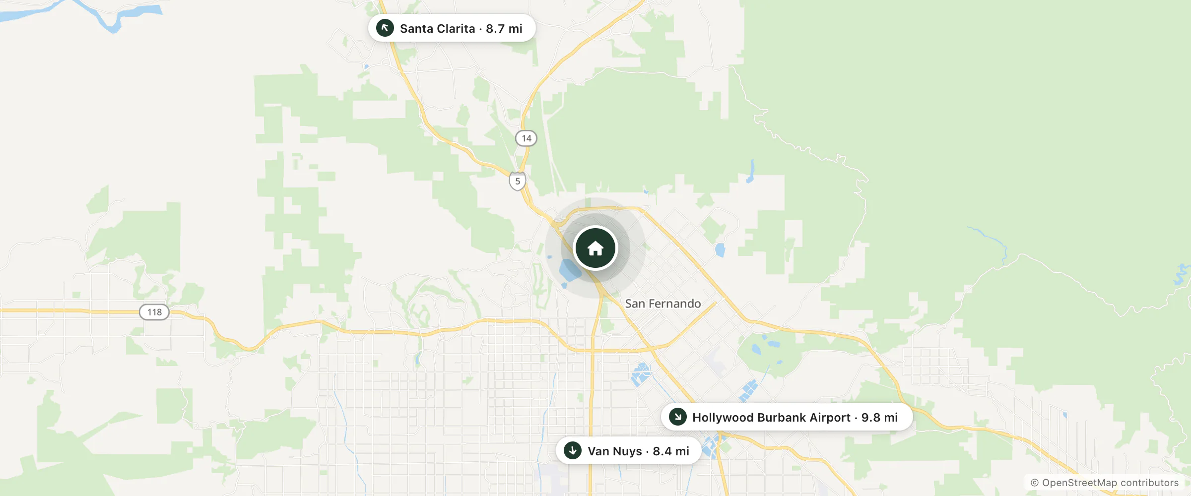 Map of Sterling Motel and nearby Van Nuys, Santa Clarita and Hollywood Burbank Airport